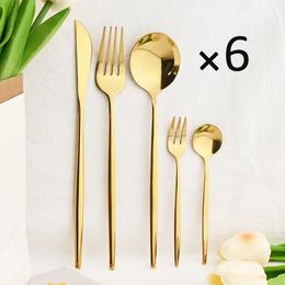 Conjunto de vajillas de 30 piezas de vajilla Western Knife Spoon Flatware Cutlery Set Mirror de acero inoxidable Catantería de la cocina 2312222