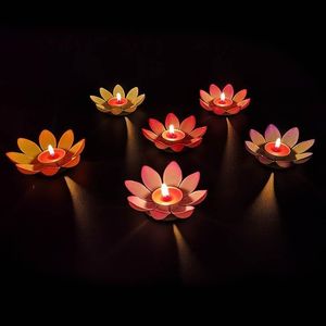 30pcs bricolage romantique fleur de lotus lanterne eau bougie flottante pour fête d'anniversaire décor souhaitant lumière Y200531