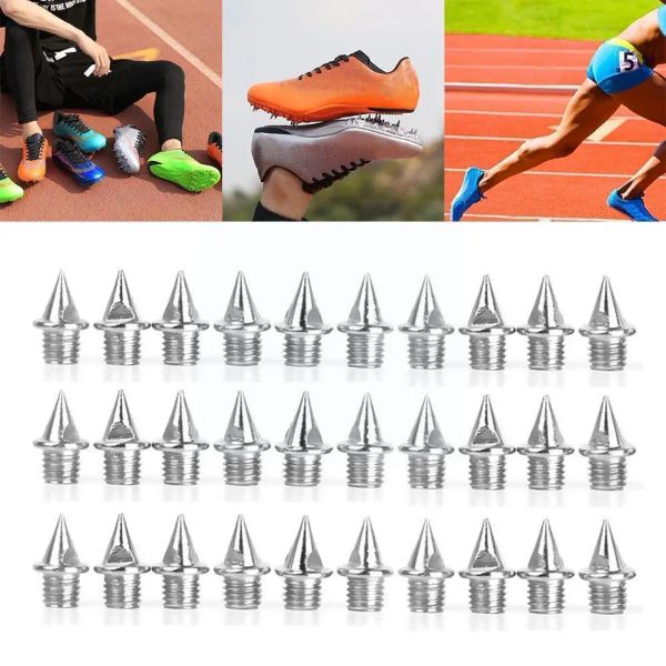 30pcs Silver Athletic Silver Remplacement Chaussures de course Pikes Chaussure de terrain Piste de rail