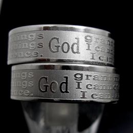 30 stks Engels Geëtst Serenity Gebed Ringen Rvs Religieuze Christelijke Ringen Geloof Bijbelvers Hele Mannen Vrouwen Jewelry214i