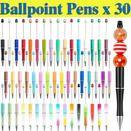 30pcs est couleur créative en plastique en plastique stylo à balle à balle perle imprimable Cadeau de bricolage pour les fournitures de bureau des étudiants