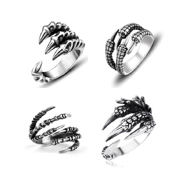 30 pièces bijoux de mode anneaux griffes de Dragon argent plaqué hommes femmes accessoires à la mode en gros Lot Style Punk cadeaux de fête