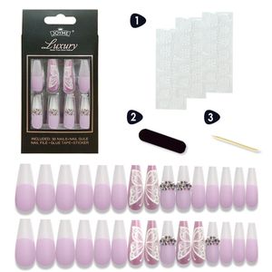 30 pièces couverture complète faux ongles presse sur longue ballerine cercueil acrylique ongles conseils manucure outil pour cadeau de noël