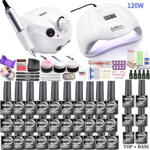 Kits d'art d'ongle 30 pièces ensemble de vernis à Gel 35000 tr/min Kit de perceuse avec 120 W UV lampe à LED outils de manucure