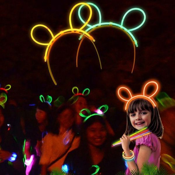 30pcs Glow Lumineux Sticks Lunettes Bracelets Fluorescents Collier Bunny Band Band Connecteur Bar Party Birthday Christmas Carnival