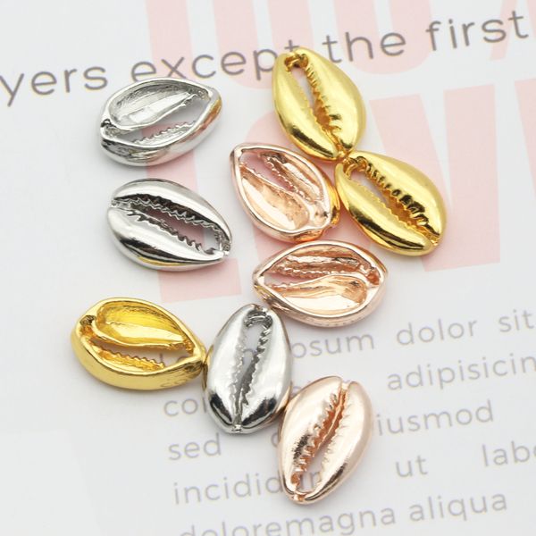30 pièces de perles de coquillage en or et argent, forme libre, pendentif conque, connecteur de Bracelet, perles pour collier à vis, fabrication de bijoux