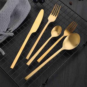 30pcs Gold Couvreries Ensembles de table en acier inoxydable Matt Lnife Fork Coffee Spoon Logwasher Dingers de lave-vaisselle 2109072406