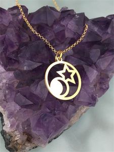 30 stks Goud Zilver Eenvoudige Crescent Half Maan en Star Ketting Leuke Galaxy Sun Moon Eclipse in Cirkel Ronde Charme Ketting Kettingen Sieraden voor Dames Dames Meisje