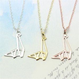 30 pièces or argent Simple Origami dinosaure collier mignon papier dinosaure collier moderne minimaliste Animal pendentif colliers