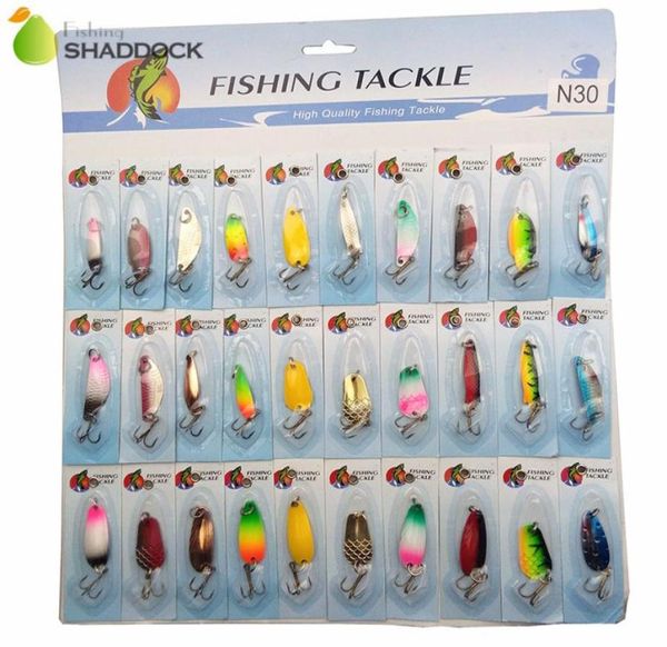 30 pièces cuillère de pêche en métal dur leurres couleur mixte cuillère assortie appât artificiel Spinner lames de pêche Wobblers Set5841176