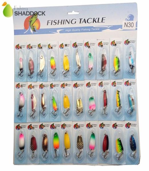 30 pièces cuillère de pêche en métal dur leurres couleur mixte cuillère assortie appât artificiel Spinner lames de pêche Wobblers Set2798331