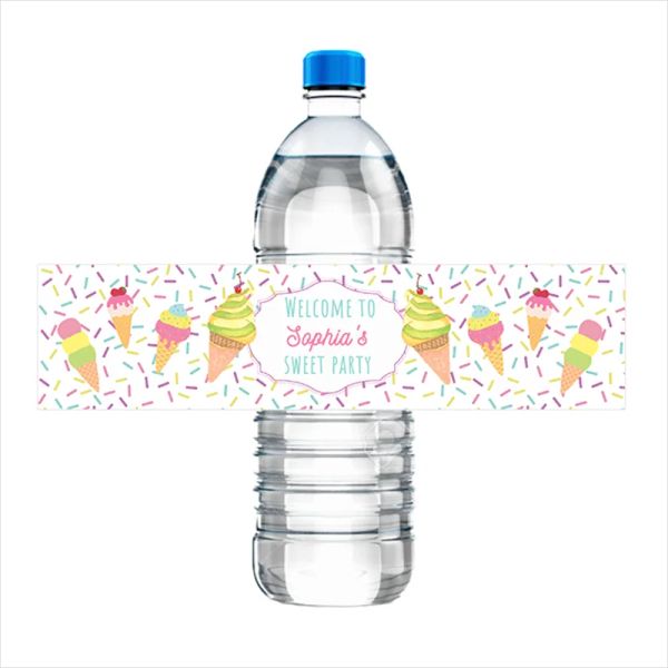 30pcs Thème de crème glacée Birthday Bottle Bottle Labels Personnalisez le premier anniversaire Baby Shower Stickers de fête d'été personnalisés