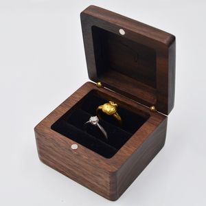 30 stks sieradendozen Creatieve houten ring oorrang hangerse sieraden opbergdoos zwart walnootkastje massief hout