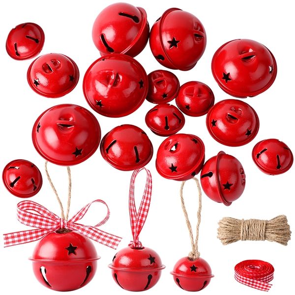 30 Pcs Jingle Bells Arbre De Noël Décoration Suspendue En Métal Perles En Vrac Pet Pendentifs DIY Artisanat Accessoires Avec Ruban De Corde De Chanvre 201127