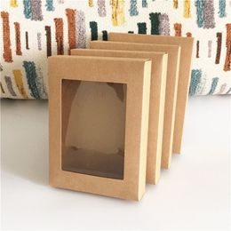 Boîte Kraft avec fenêtre, 30 pièces, emballage en Carton plat pour cadeau de noël, pour cosmétiques, Cajas, emballage en Carton, vente en gros, 220427