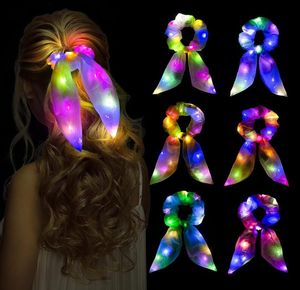 LED Cheveux Chouchou Clignotant Oreilles De Lapin Bandeaux De Cheveux Femmes Filles Lumineux Coloré Lueur Cheveux Cravate 3 Modes De Lumière Fun Rave Party