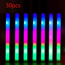 30pcs LED Luminous Sticks Party Rave Foam Glow Stick Fluorescent Dark Light For Bar Wedding Birthday Festival Festival Concert Supplies 240417