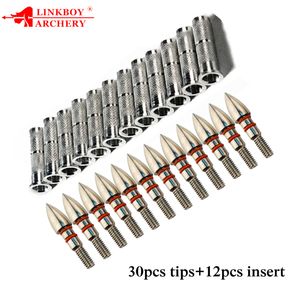 30pcs linkboy archerie arc pointues pointes de flèches cible 75 / 100gr id6.2 mm o anneau en caoutchou