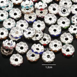 30 stcs/lot 12 mm metalen kristal strass strass rondelle big gat decor kralen spacer parel voor sieraden maken diy pen armbanden ketting