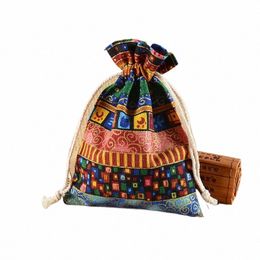 30 pcs/lot 13x18 cm 5x7 pouces Style ethnique tribu Cott sacs en lin pochettes à cordon sacs tribaux paquet cadeau sac de rangement 08PM #