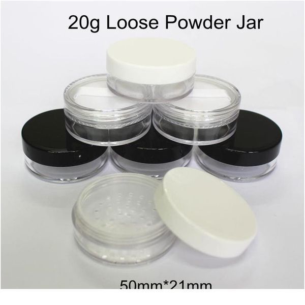 30pcs / lot 20g vide pot de poudre en vrac avec tamis bouffée 20ml en plastique compact étui de maquillage outils conteneurs pot trave qylhAI280b