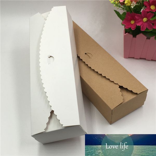 30 unids/lote 23x7x4cm cajas de papel Kraft en forma de encaje de rayas largas dulces contenedor de embalaje para regalos de pastel de caramelo de Chocolate cajas cuboides