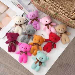 30pcs / lot mignon ours en peluche 12cm dessin animé en peluche poupée porte-clés sac pendentif bricolage pendentif décoratif enfants cadeaux 240106