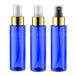 Gratis verzending 30 stks / partij plastic spuitfles 100ml blauwe navulbare mist spuitpomp fles reizen parfum verstuiver flesjes