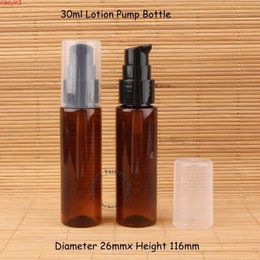 30pcs / Lot Promotion Plastique 30ml Ambre Lotion Pompe Bouteille 1OZ Femmes Conteneur Cosmétique Petit Emballage Rechargeable 30cc Pothaute quantité Qelr