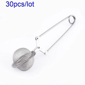 Bouilloire réutilisable en acier inoxydable, 30 pièces/lot, filtre à thé verrouillable, boule d'assaisonnement, maille multifonction, boule à base de plantes, passoire à épices 240117