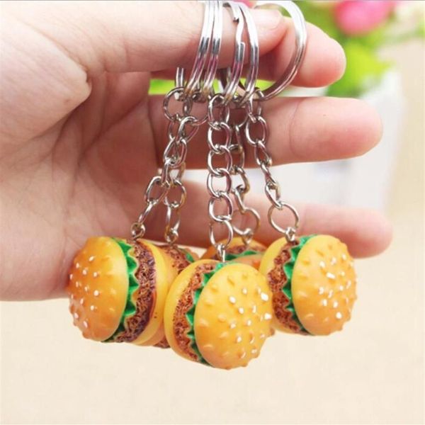 30pcs / lot Simulation Hamburger Porte-clés Créatif Pendentif Sac Charm Accessoires À La Main Résine Alimentaire Porte-clés Belle Porte-clés222Z