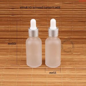 30pcs / Lot Vente En Gros Verre 30ml Bouteille D'huile Essentielle Givré Compte-gouttes Pot 1OZ Femmes Récipient Cosmétique 30 Gramme SampleTest Jarhigh qty Olddl