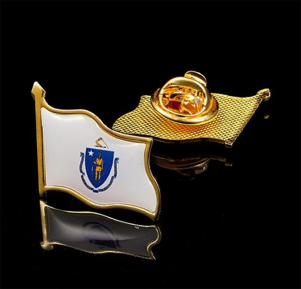 30pcs Massachusetts Estado de la bandera de país de los Estados Unidos Pin Broche Craft Metal Insignia Nacional ISM Decoraciones de pin coleccionables7642035