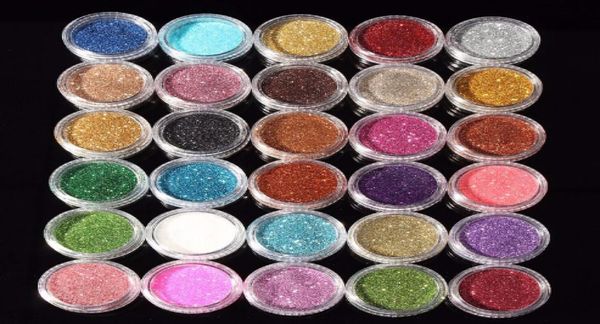 30pcs Couleurs mixtes farfelues pigment paillettes minérales spangle maquillage de fard à paupières coloret de couleur aléatoire longlasting n055049032