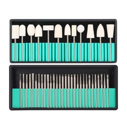 Kit de forets à ongles en laine, 30 pièces + 13 pièces, tige de 3/32 pouces pour Machine de Nail Art, tête de meulage