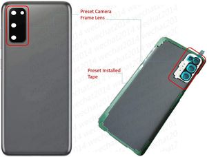 30 Stück OEM-Batteriefach-Rückgehäuse-Abdeckung, Glasabdeckung für Samsung Galaxy S20 Plus Ultra mit Kamera-Objektiv-Klebeaufkleber, kostenloser DHL
