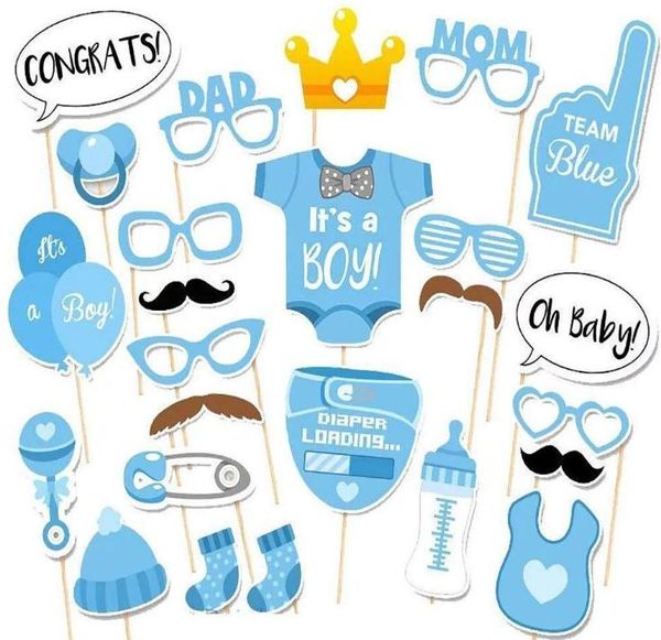 30pcs Photo Props Cadre Photo Prop Feeder Ballon Garçon Fille Genre Révéler Baby Shower Party Cake Topper Décoration Fournitures SN1635