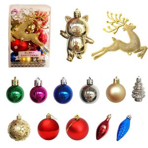 30 Uds. De bolas de Navidad de plástico, adorno para colgar, bola colgante para interior, Año Nuevo, decoración de árbol de Navidad, decoración de Navidad para el hogar