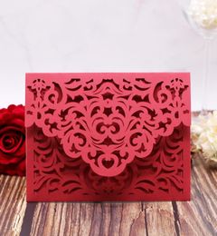 30 pièces rouge luxe flore découpé au Laser carte d'invitation de mariage élégante dentelle enveloppes de mariage mère 039s jour anniversaire décoration 7299141