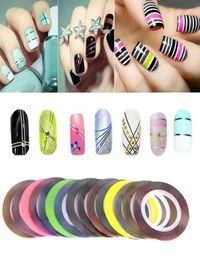 30 stks rollen stripingbanden kleurrijke lijn nagelstickers diy nagel art kit manicaure schoonheid decoraties voor uv gel nagellak5351575