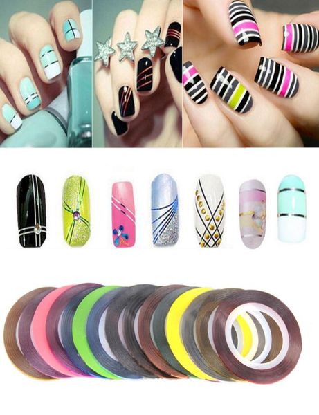 30pcs rouleaux bandes bandes autocollants à ongles colorés