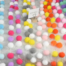 30pcs / set Ins Nordic Style Laine Felt Ball Pendant Déco Rainbow Soft Pom Garland Diy Kid Bedroom Wall Tassel Ornement suspendu