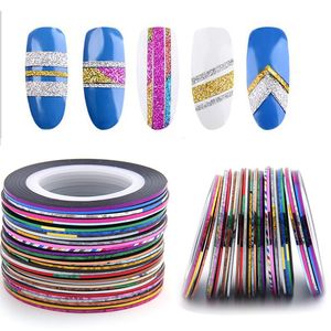 30 stks/set Nagels Striping Tape Lijn Gemengde Kleurrijke Nail Art Stickers Strip Rolls Decals voor Decoraties