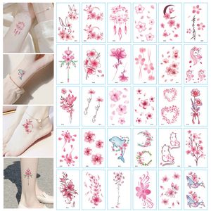 30 pièces/ensemble Sakura licorne fleur temporaire tatouage autocollants pour femmes petit faux Tatoo mains jambe corps Sexy Tatuajes Temporales