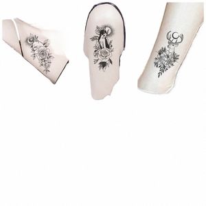 30 unids/set etiqueta engomada del tatuaje temporal mujeres impermeable negro rosa falso tatuaje cuerpo manos brazo pierna Frs Tatouage Temporaire Femme n1v0 #