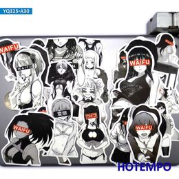 30 piezas Sexy Anime Girls negro blanco Manga Otaku Waifu teléfono portátil pegatinas de coche para cuadernos monopatín motocicleta bicicleta pegatina Ca2155