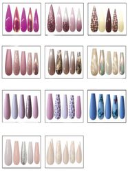 30pcs Ballet brillant Faux Nails Conseils Long Cercin Fake Fingernails Tip Acrylique Gel adhésif Couverture complète pour les femmes Girls DIY Nail Art 6725063