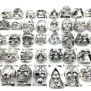 30 stks schedel ringen mannen punk rock zilveren metalen vrouwen fietsers skelet ringen vintage sieraden geschenken patry groothandel veel bulk gloednieuw