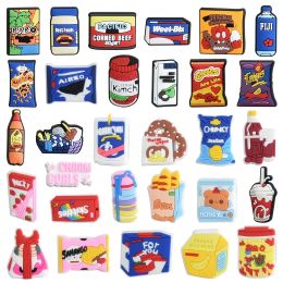 30pcs Snack CollectionShoe Charms para Sandalias de toboganes de burbujas, accesorios de decoración de zapatos de PVC para Navidad Birthd