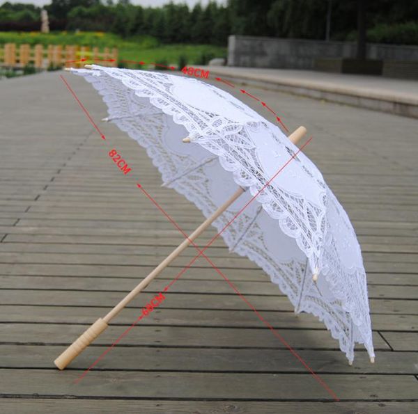 Parapluie de fête en dentelle de couleur unie, 30 pièces, Parasols de soleil en coton brodé, parapluies de mariage, couleurs blanches disponibles SN5467